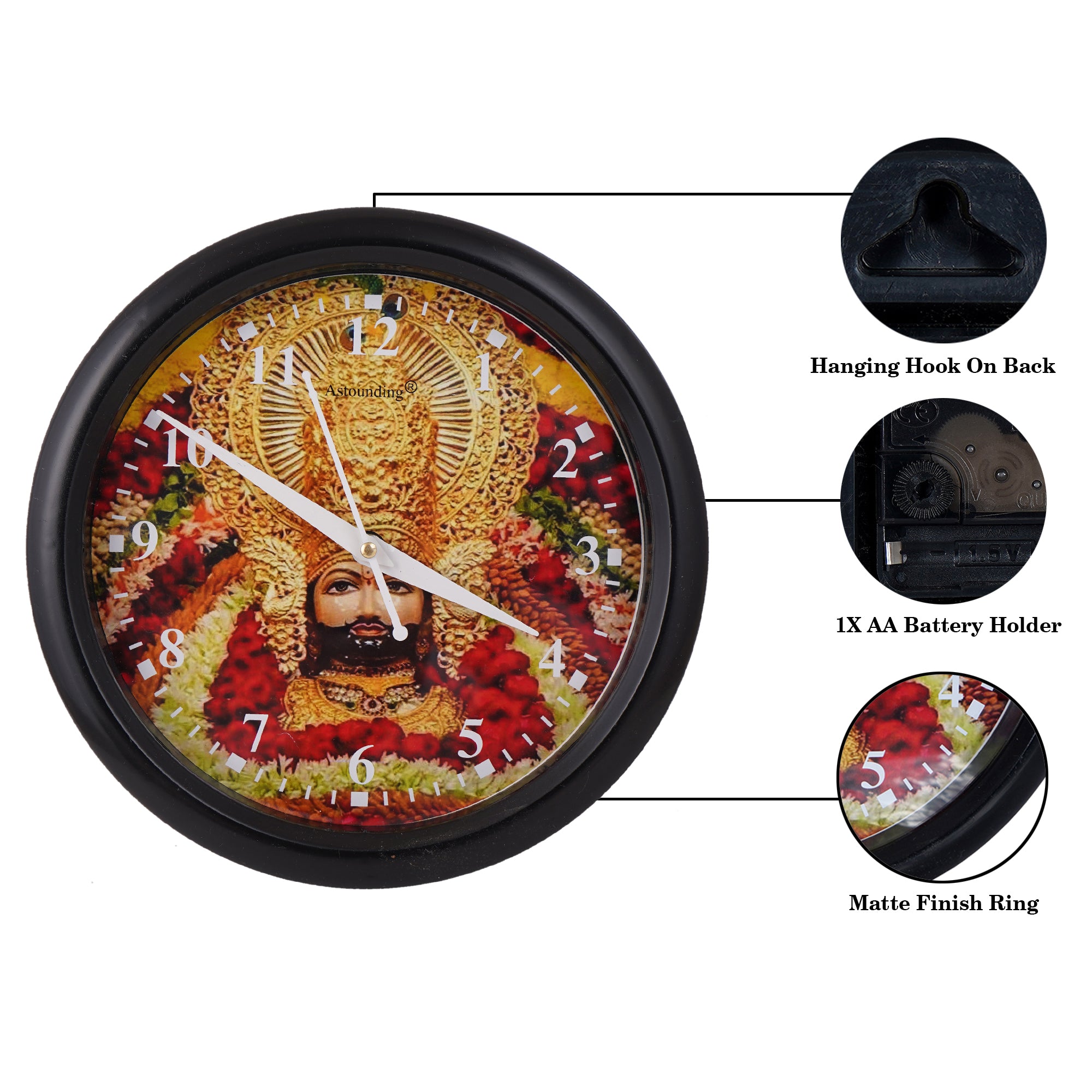 Khatu Shyam Ji Wall Clock's (10x10) Inch