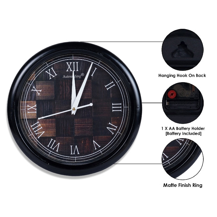 Plastic Black Wall Clock's (10x10) Inch