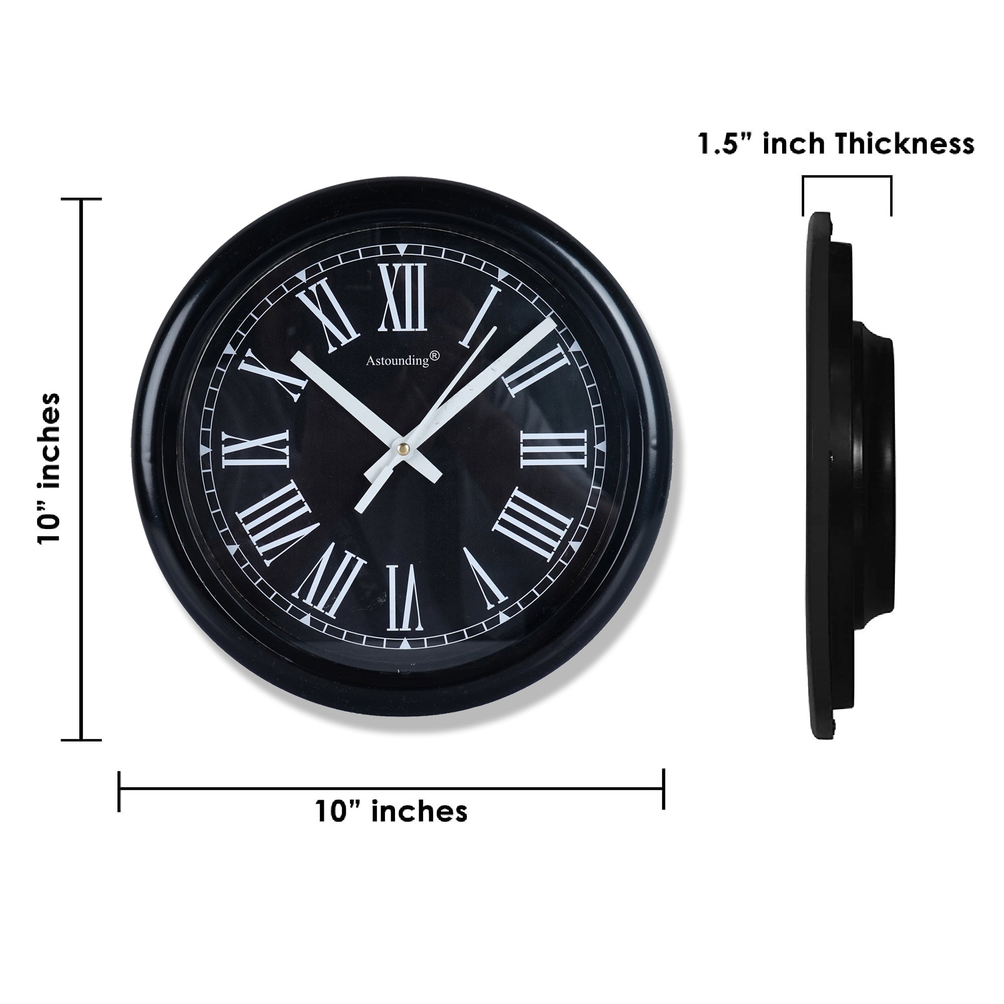 Plastic Wall Clock's Black (10x10) Inch