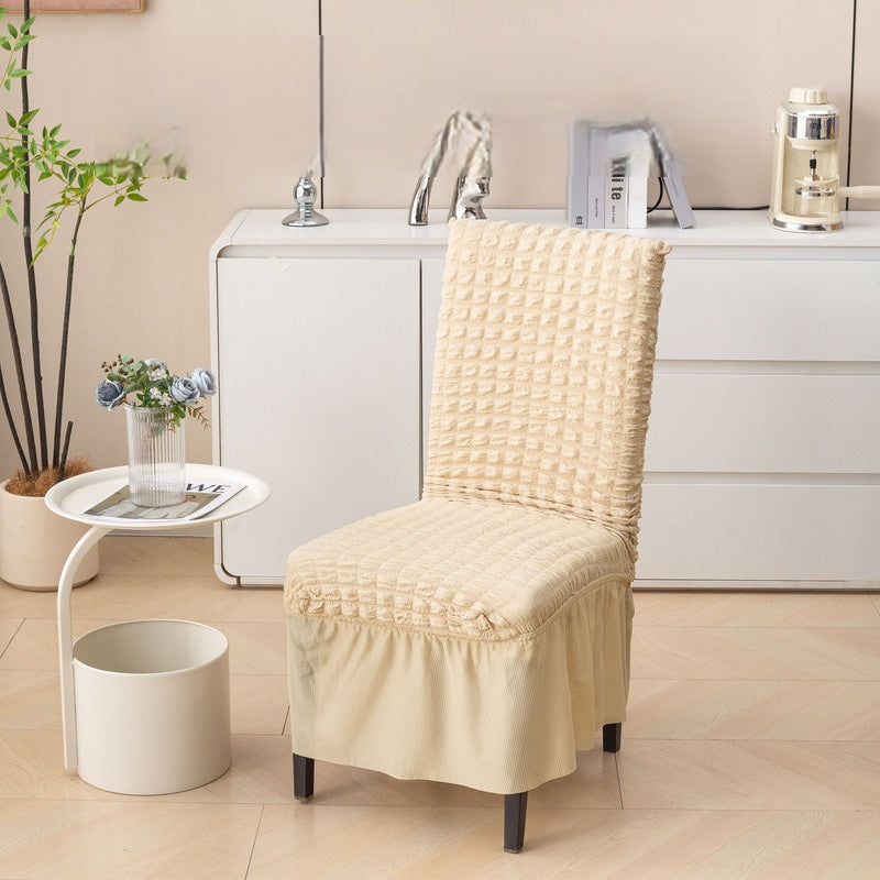 Bubble Frill Stretch Dining Chair Covers | Washable Elastic Chair Slipcover 280 GSM | Soft Anti-Slip Chair Protectors | Dustproof Furniture Covers for Dining Room, Kitchen and Events