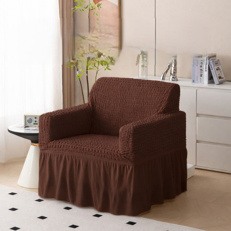 Bubble Frill Stretch Sofa Cover | Elastic Washable Couch 280 GSM Slipcover | Anti-Slip Furniture Protector | Dustproof Cover for Home and Office Sofa