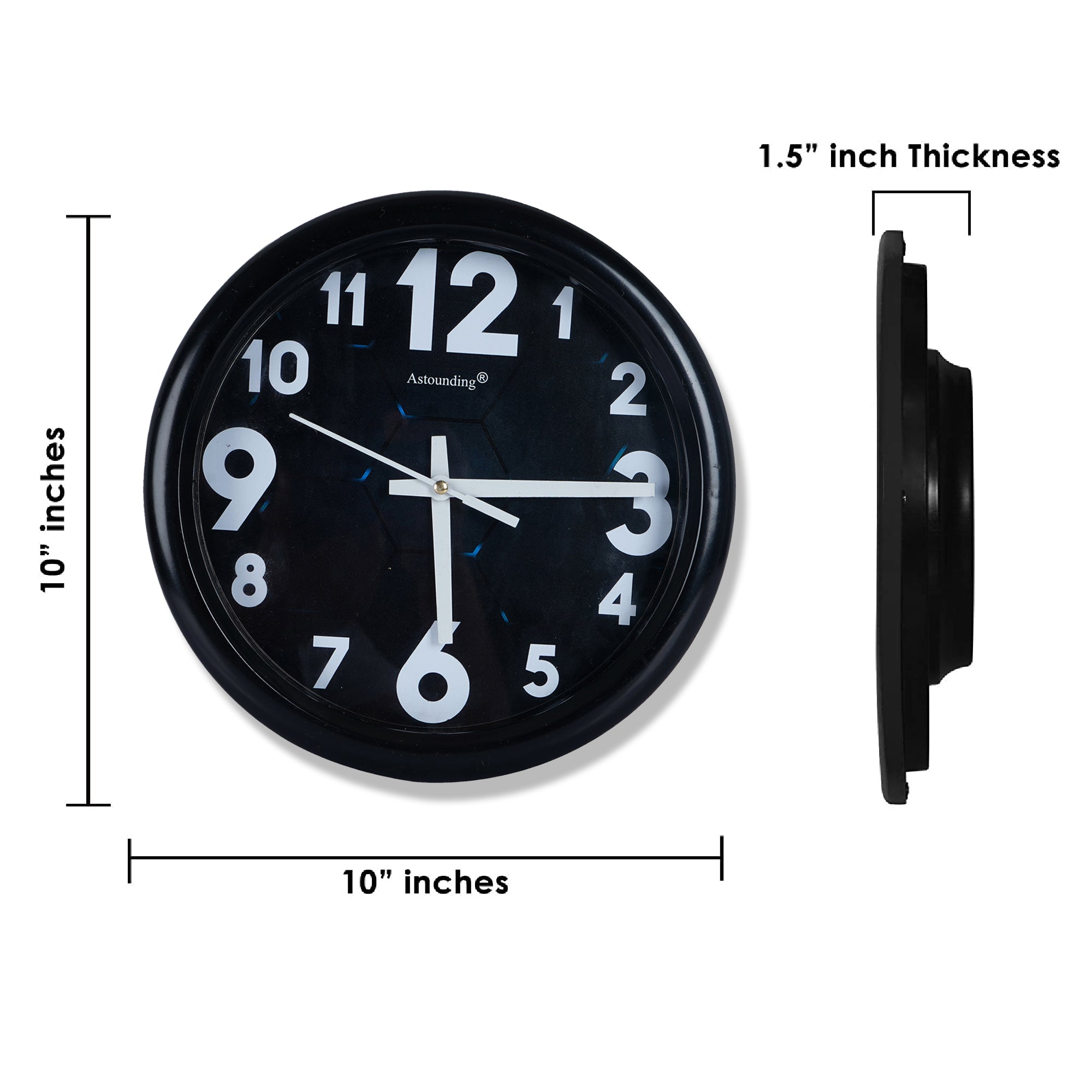 Black Plastic Wall Clock's (10x10) Inch