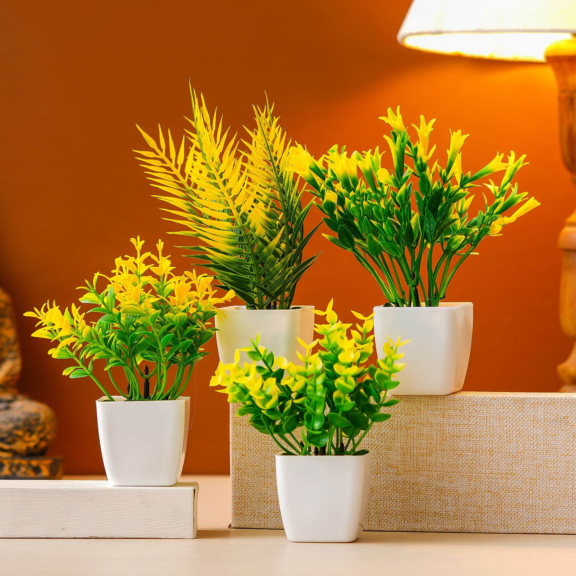 Premium Plastic Artificial Plant with Pot for Home & Office Decoration, Living Room, Bedroom, Tabletop & Indoor Decor – Realistic Green Plant