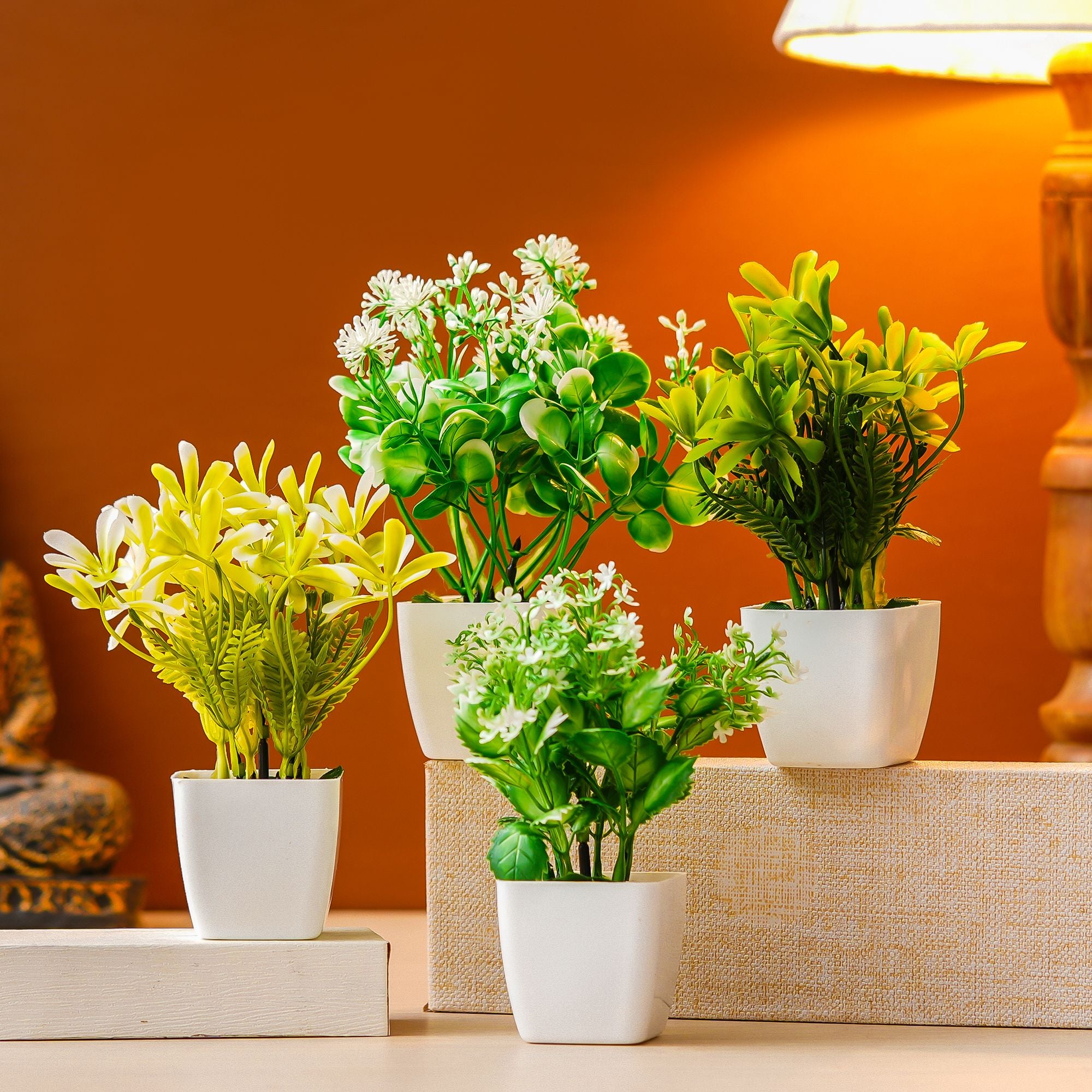Premium Plastic Artificial Plant with Pot for Home & Office Decoration, Living Room, Bedroom, Tabletop & Indoor Decor – Realistic Green Plant