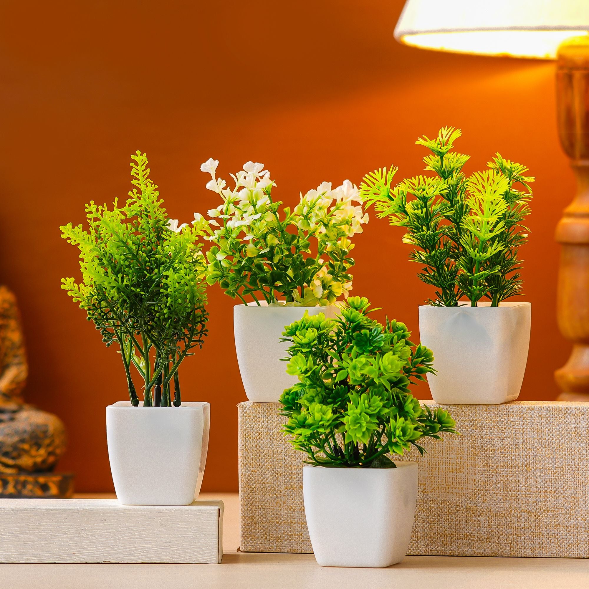 Premium Plastic Artificial Plant with Pot for Home & Office Decoration, Living Room, Bedroom, Tabletop & Indoor Decor – Realistic Green Plant
