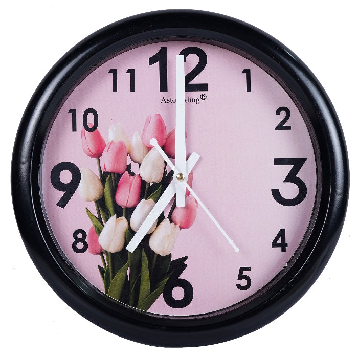 Flower Printed Plastic Wall Clock's (10x10) Inch
