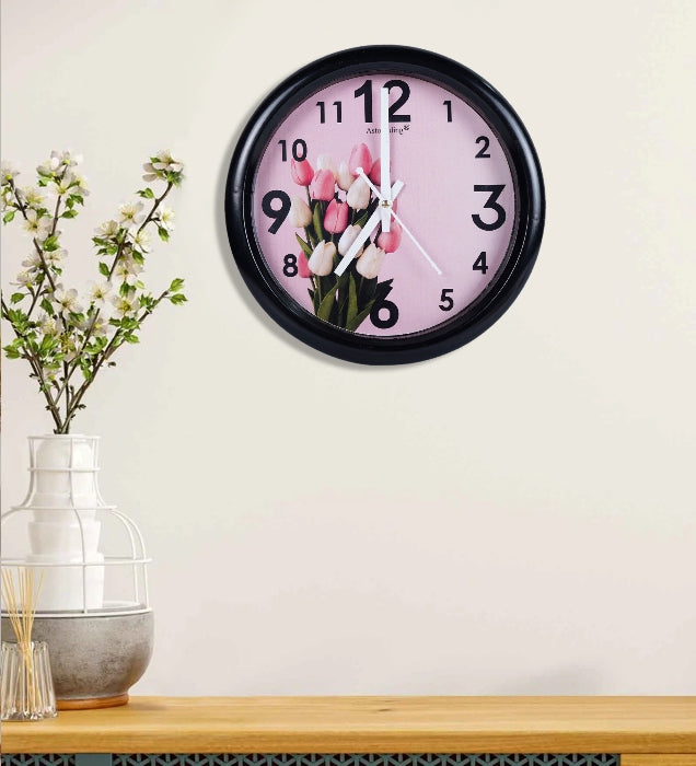Flower Printed Plastic Wall Clock's (10x10) Inch