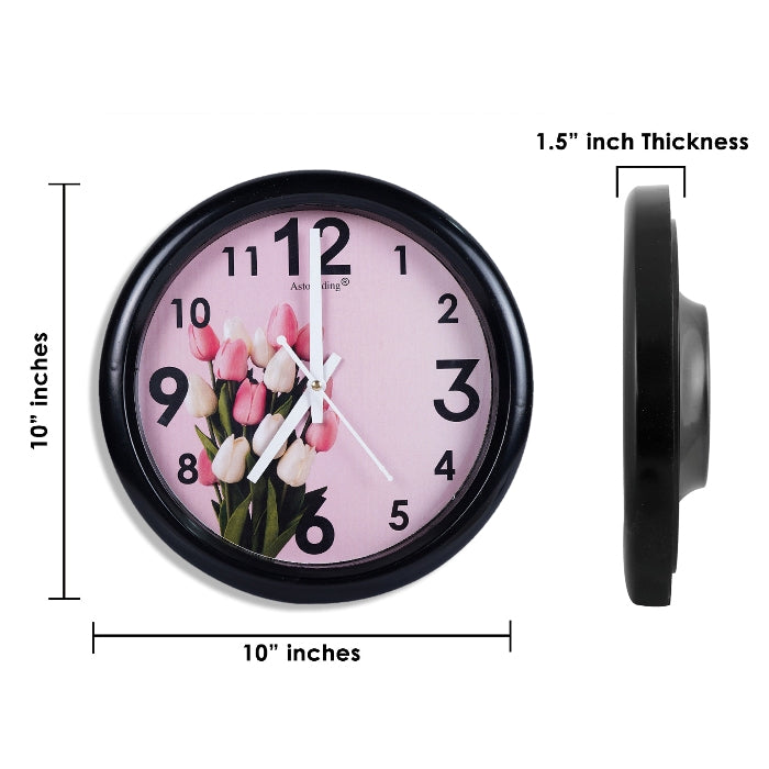 Flower Printed Plastic Wall Clock's (10x10) Inch