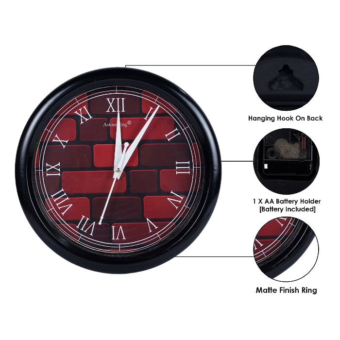 Plastic Black Wall Clock's (10x10) Inch