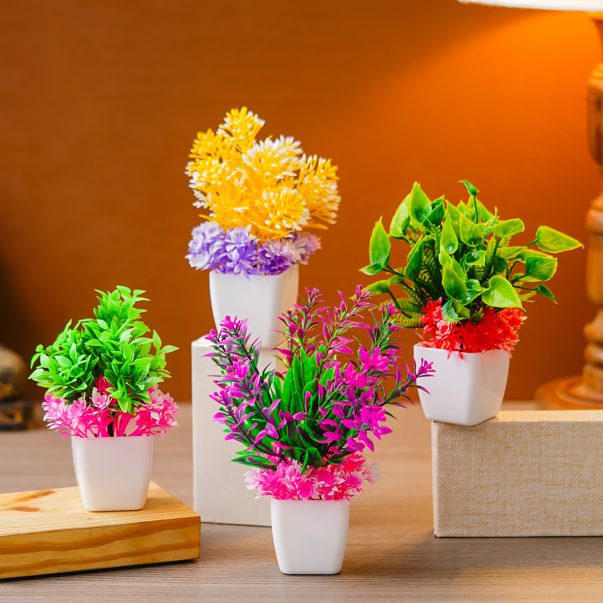 Premium Plastic Artificial Plant with Pot for Home & Office Decoration, Living Room, Bedroom, Tabletop & Indoor Decor – Realistic Green Plant