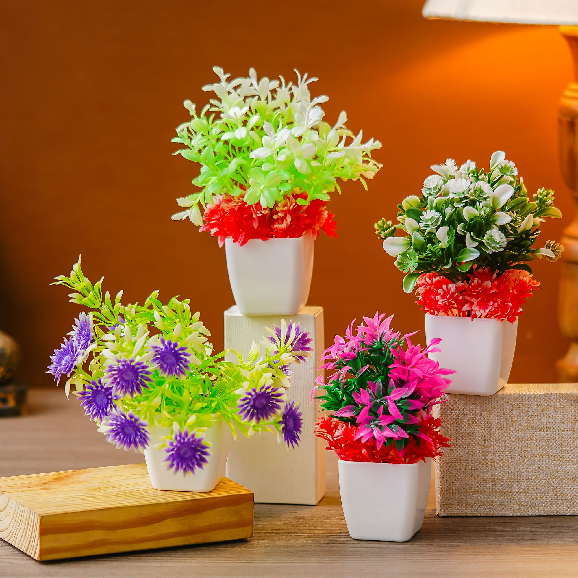 Premium Plastic Artificial Plant with Pot for Home & Office Decoration, Living Room, Bedroom, Tabletop & Indoor Decor – Realistic Green Plant