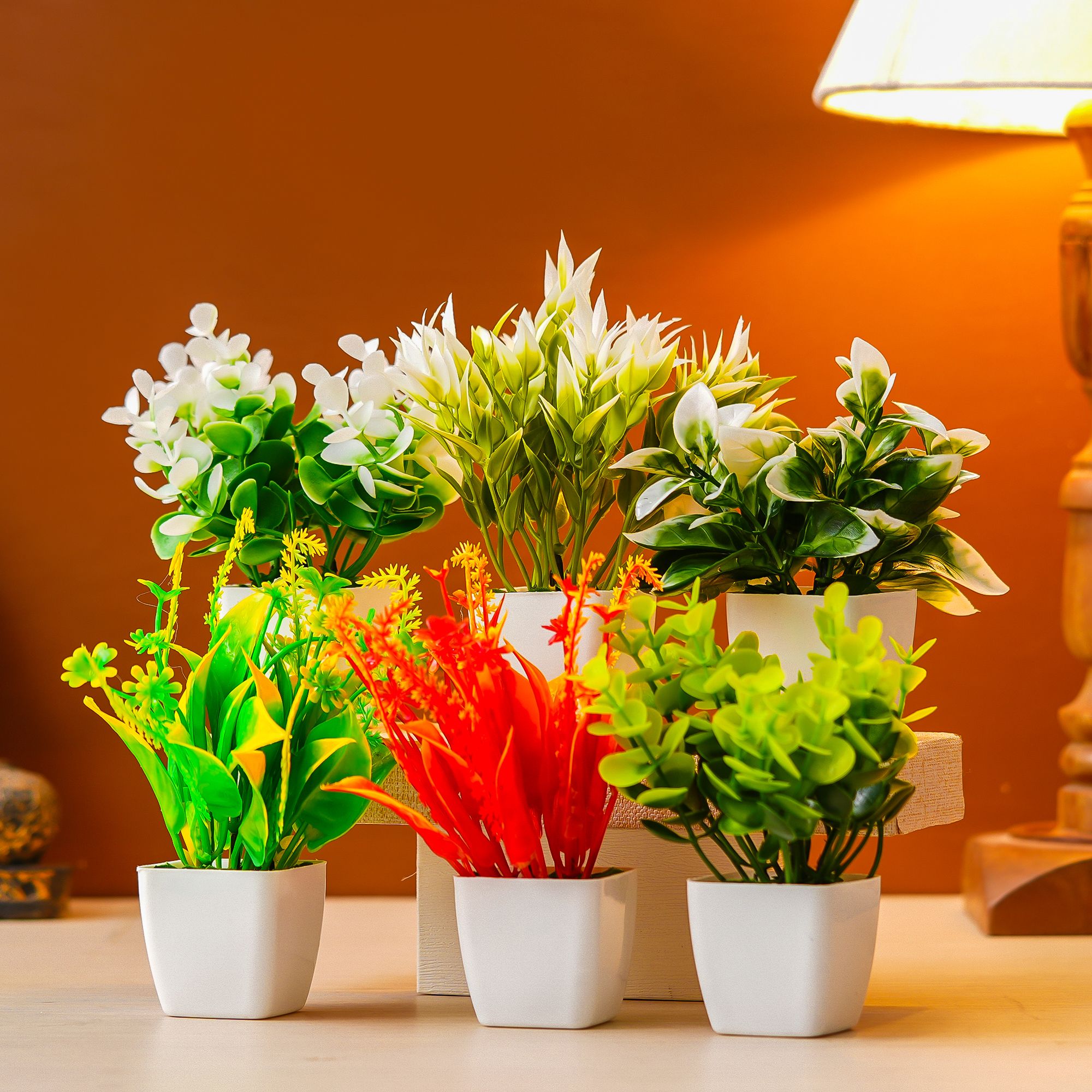 Premium Plastic Artificial Plant with Pot for Home & Office Decoration, Living Room, Bedroom, Tabletop & Indoor Decor – Realistic Green Plant