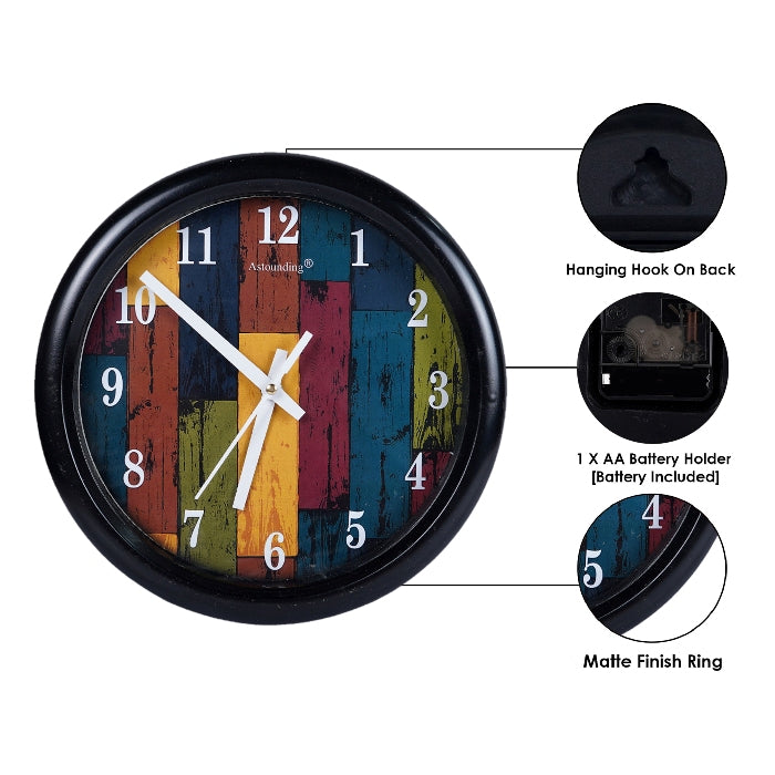 Plastic Black Wall Clock's (10x10) Inch
