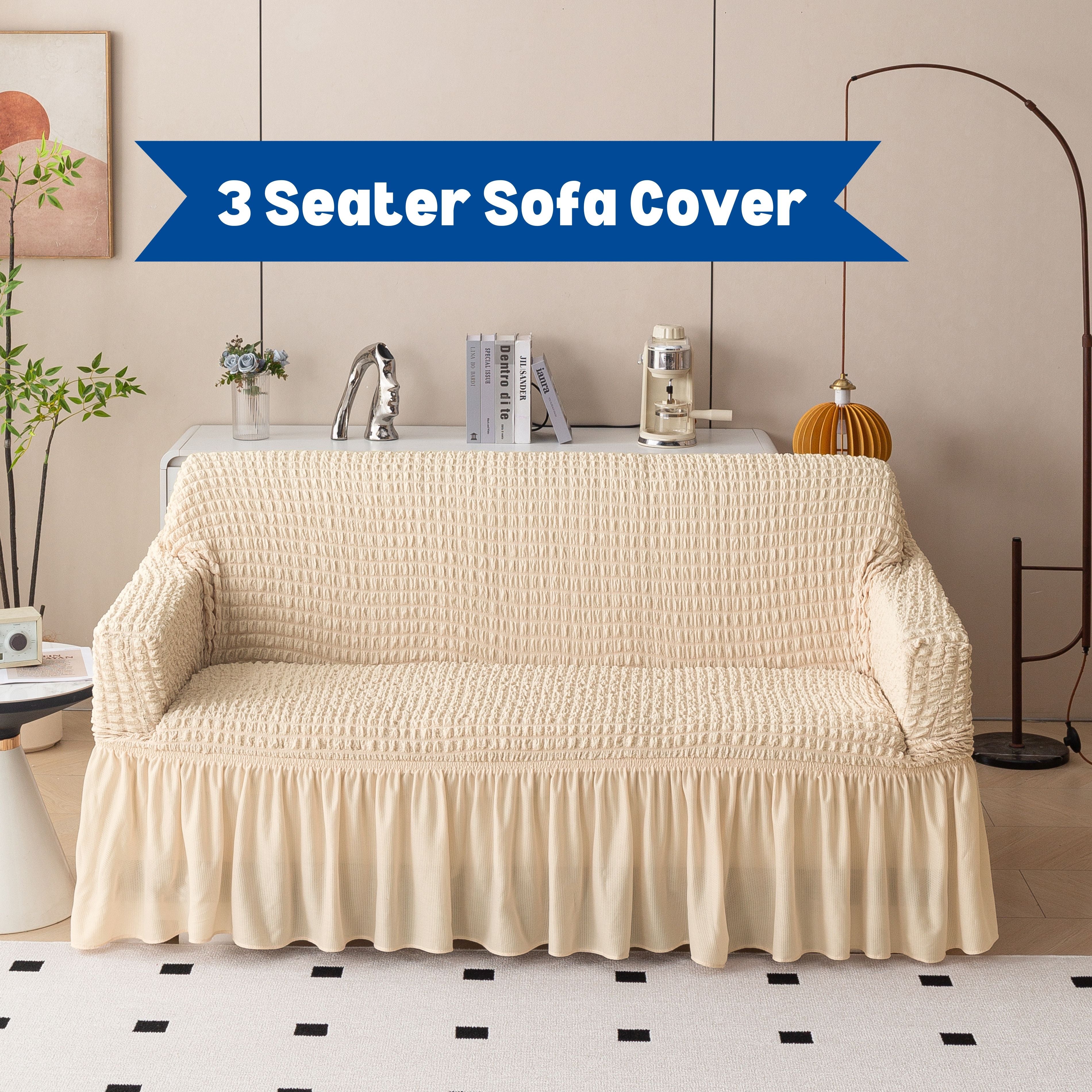 Premium Bubble Frill 3-Seater Sofa Cover