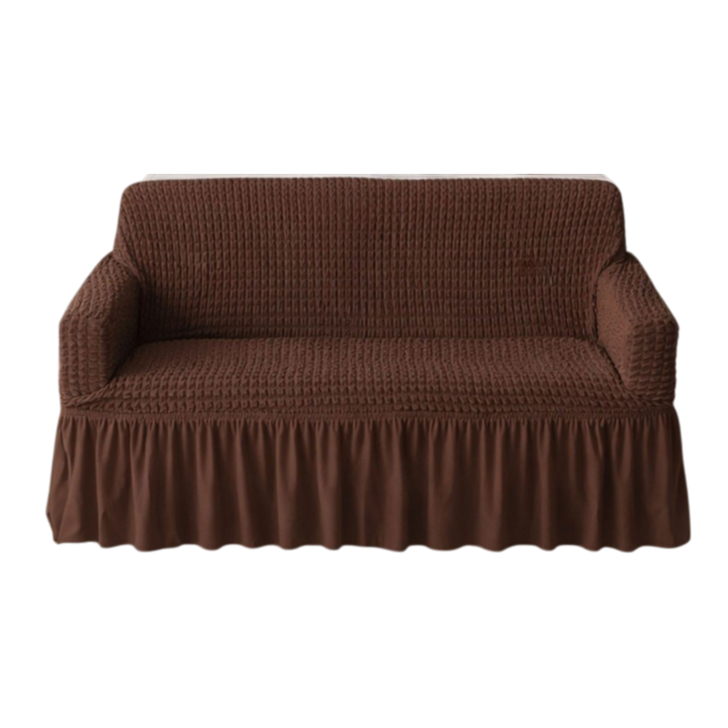 Bubble Frill Stretch Sofa Cover | Elastic Washable Couch 280 GSM 2 Seater Slipcover | Anti-Slip Furniture Protector | Dustproof Cover for Home and Office Sofa