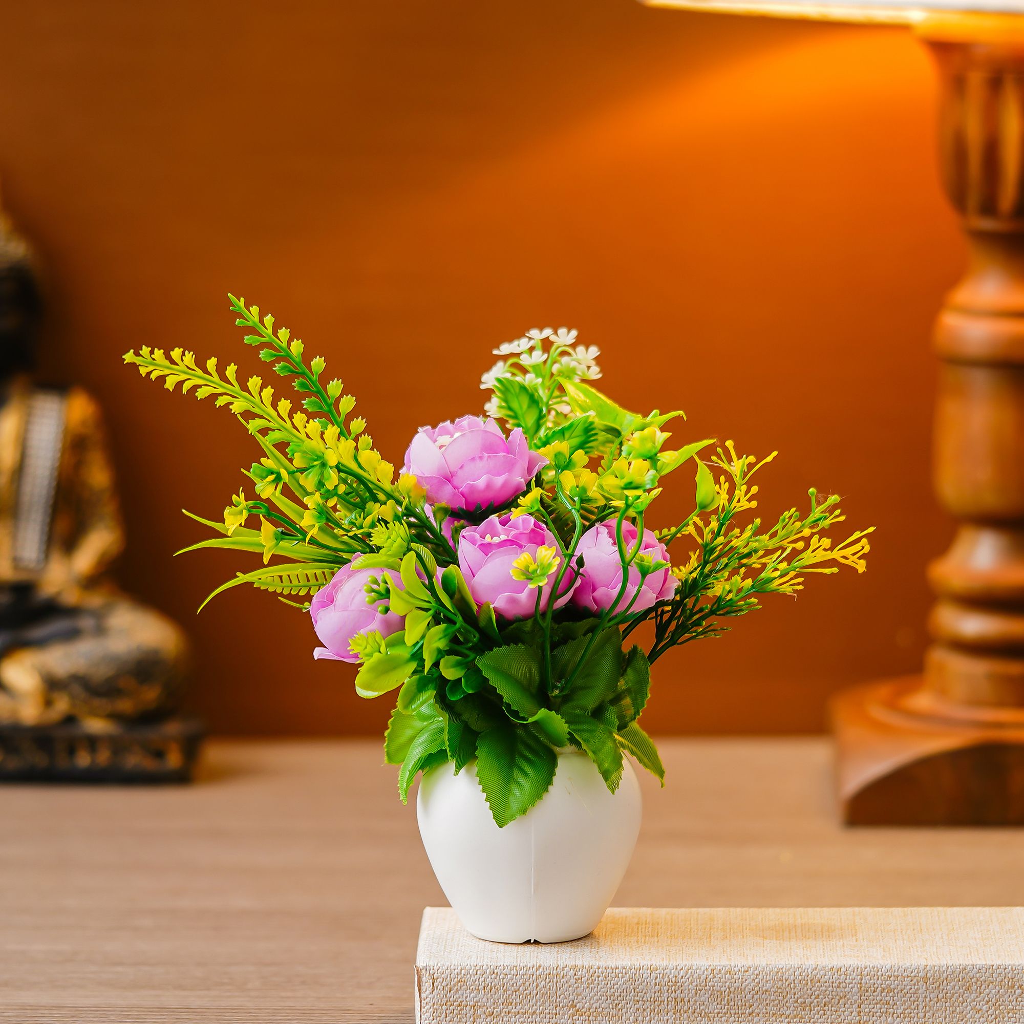 Premium Plastic Artificial Plant with Pot for Home & Office Decoration, Living Room, Bedroom, Tabletop & Indoor Decor – Realistic Green Plant