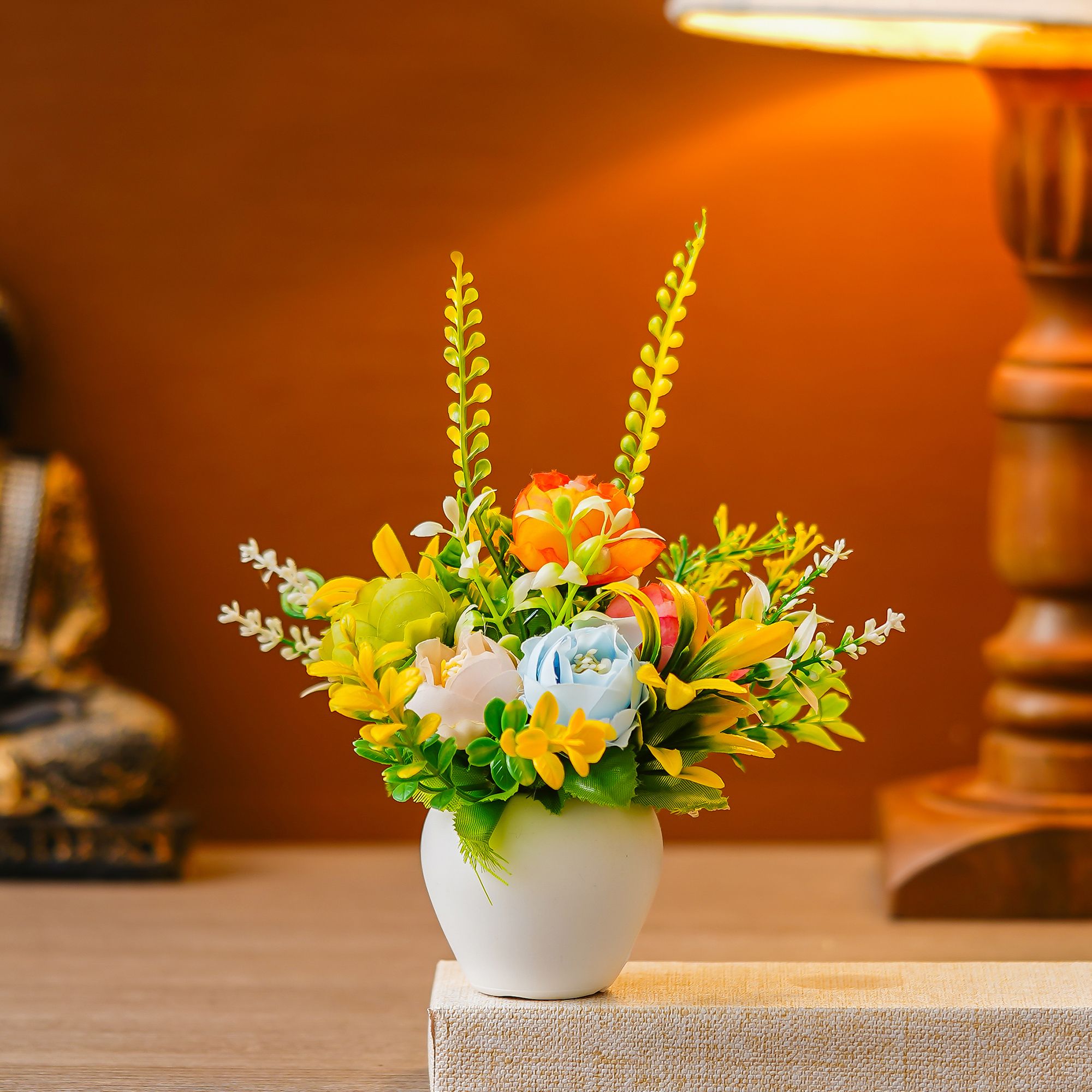 Premium Plastic Artificial Plant with Pot for Home & Office Decoration, Living Room, Bedroom, Tabletop & Indoor Decor – Realistic Green Plant