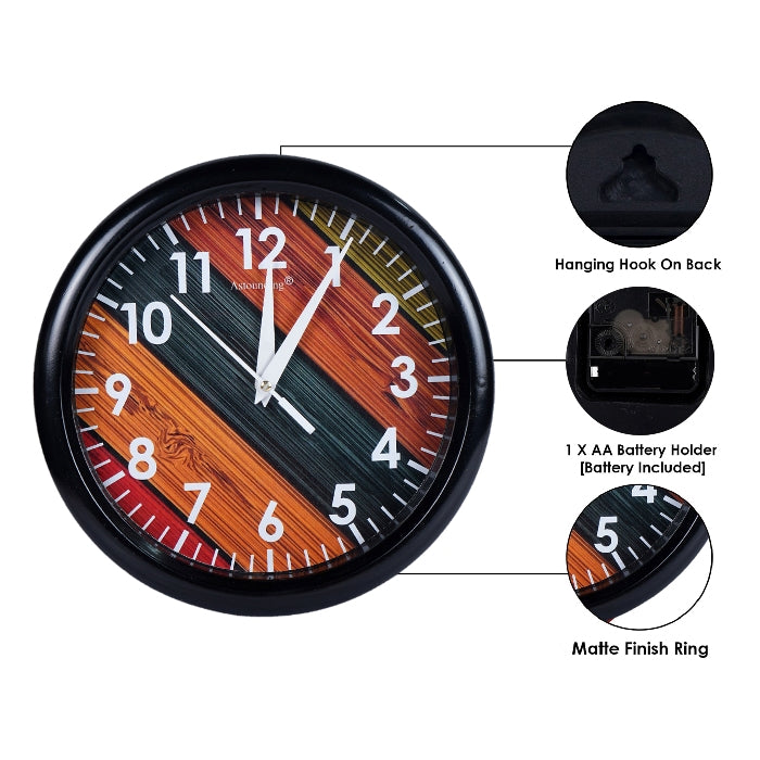 Plastic Black Wall Clock's (10x10) Inch