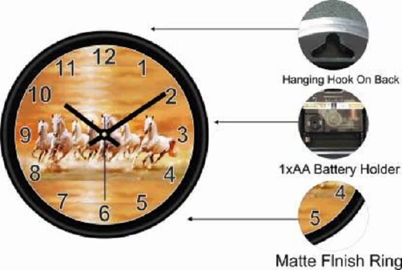 Seven Horse Plastic Wall Clock's (10x10) Inch