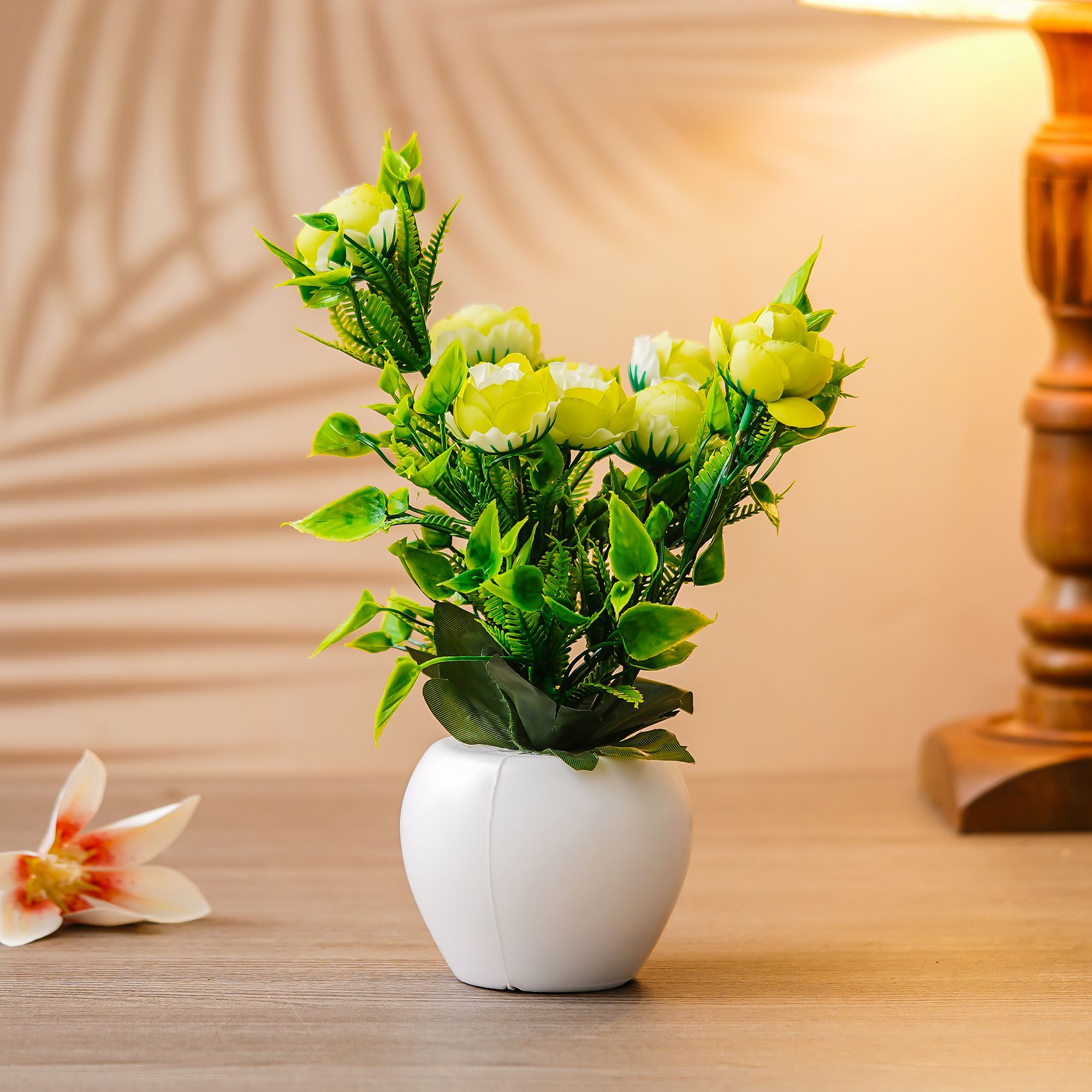 Premium Plastic Artificial Plant with Pot for Home & Office Decoration, Living Room, Bedroom, Tabletop & Indoor Decor – Realistic Green Plant