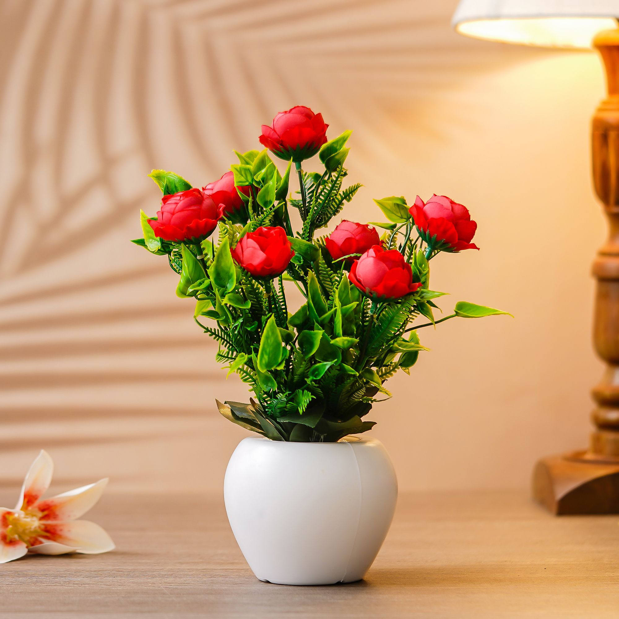 Premium Plastic Artificial Plant with Pot for Home & Office Decoration, Living Room, Bedroom, Tabletop & Indoor Decor – Realistic Green Plant