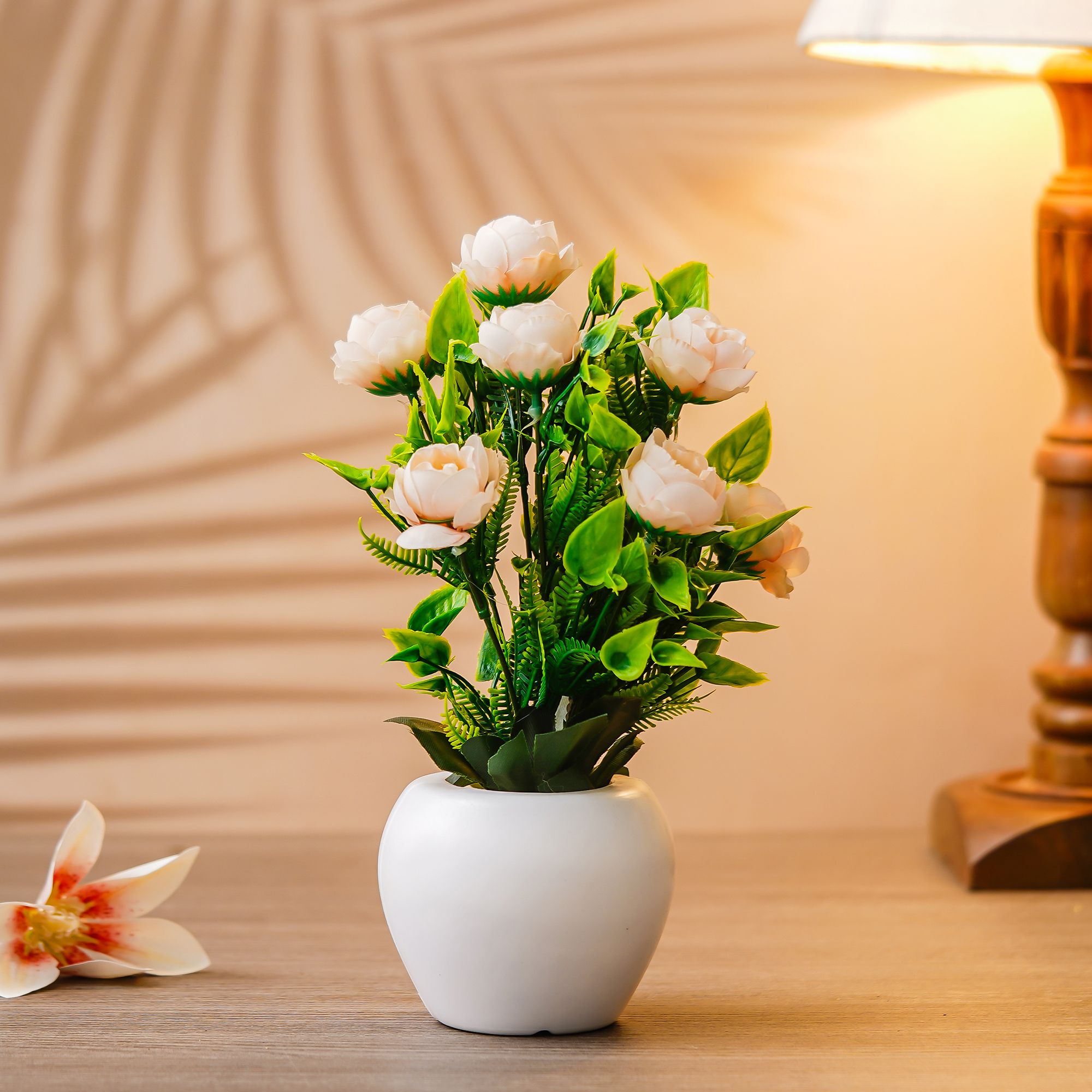 Premium Plastic Artificial Plant with Pot for Home & Office Decoration, Living Room, Bedroom, Tabletop & Indoor Decor – Realistic Green Plant