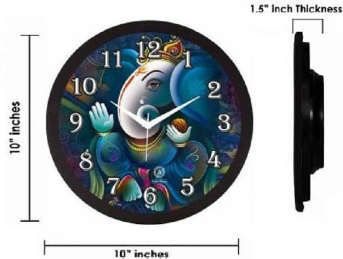 Ganesh Ji 10x10 Inch Plastic Wall Clock's
