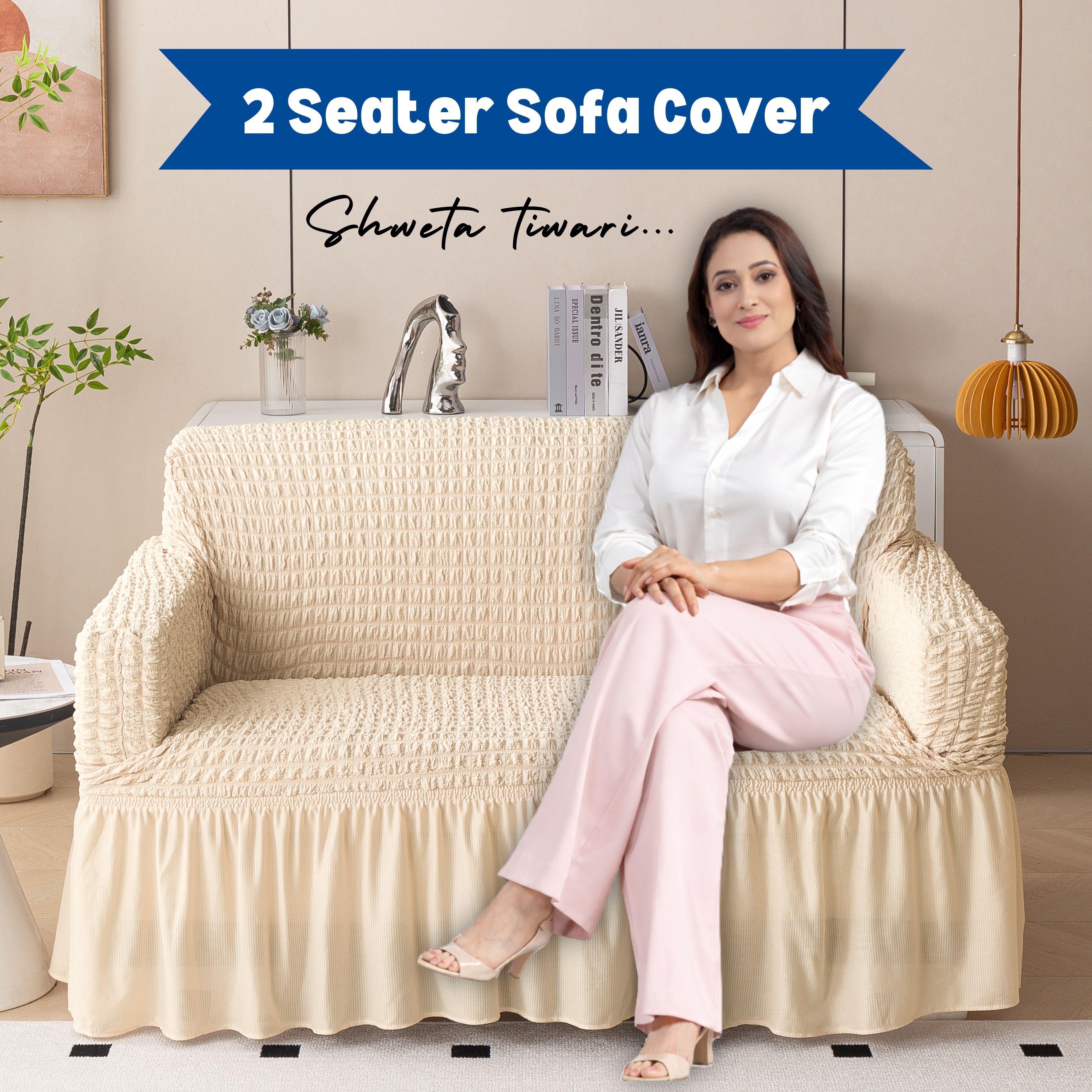 Premium Bubble Frill 2-Seater Sofa Cover