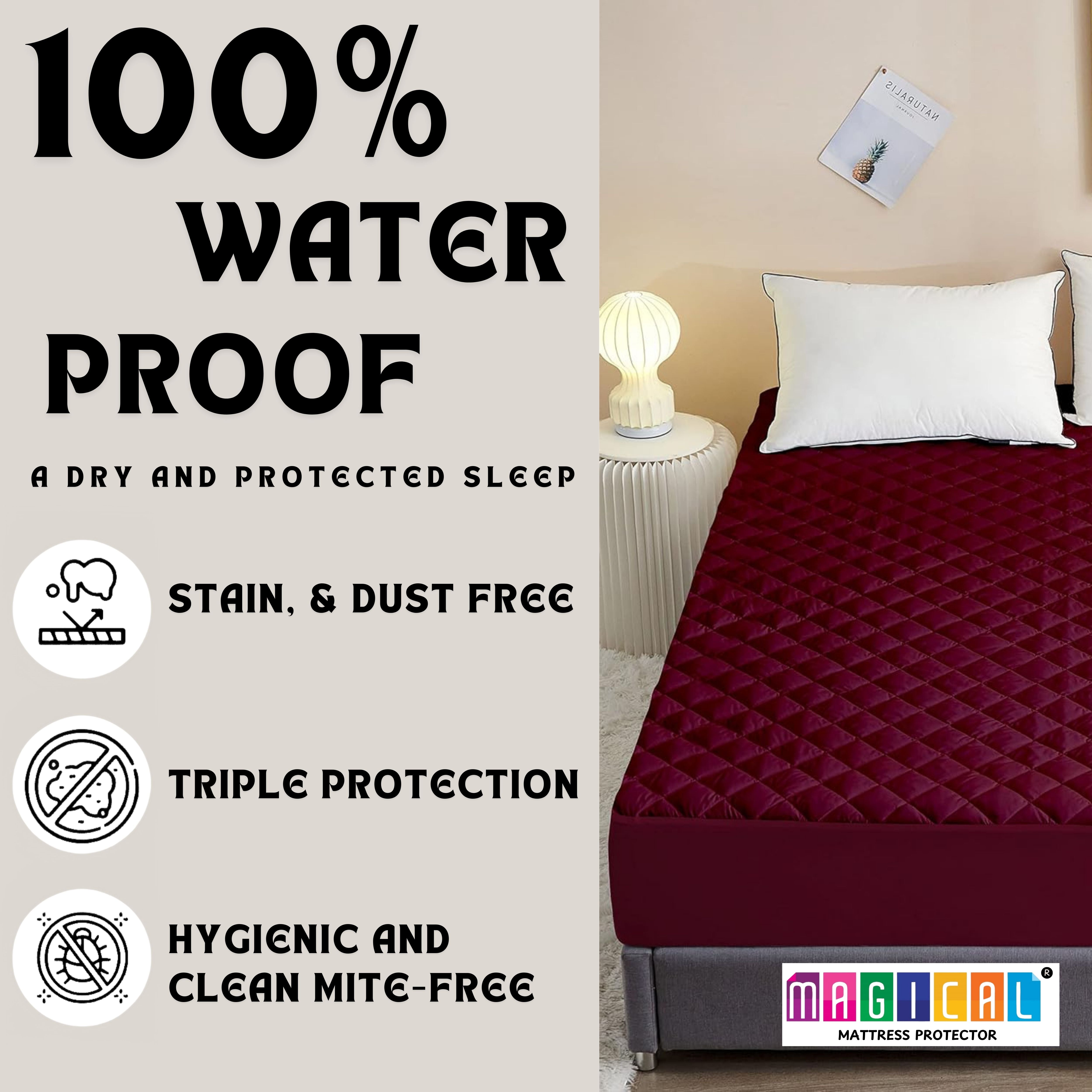 Bed Cover Quilted Maroon King Mattress Protector