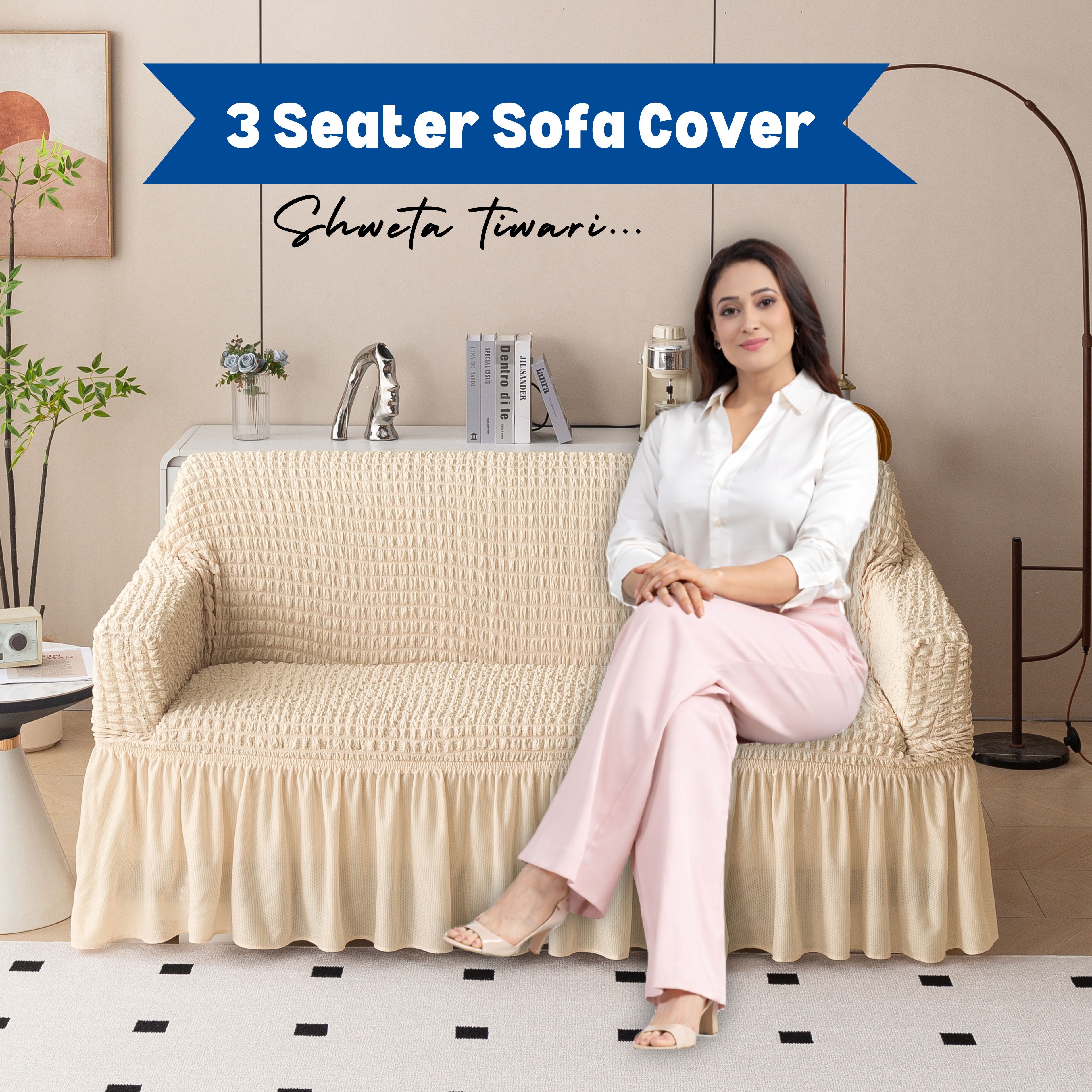 Premium Bubble Frill 3-Seater Sofa Cover