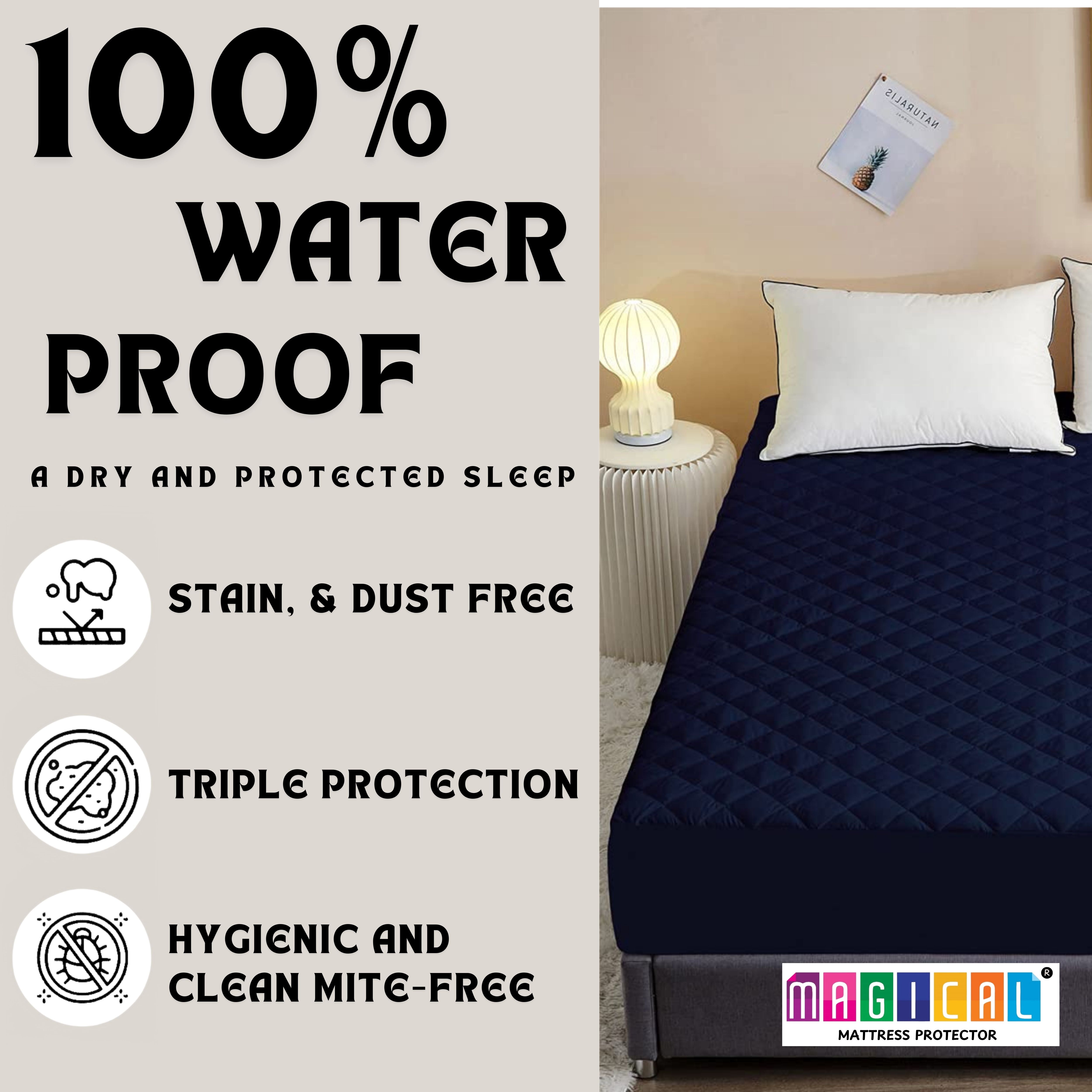 Bed Cover Quilted Navy Blue King Mattress Protector