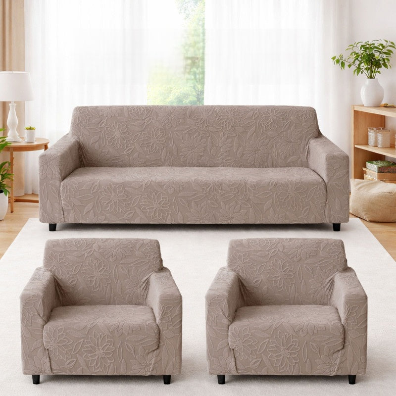 Elastic Stretchable 220 GSM Knitted 3+1+1 Seater Sofa Cover | Washable and Anti Slip Slipcover | Protect Your Sofa Dustproof Couch Cover For Hoame and Office