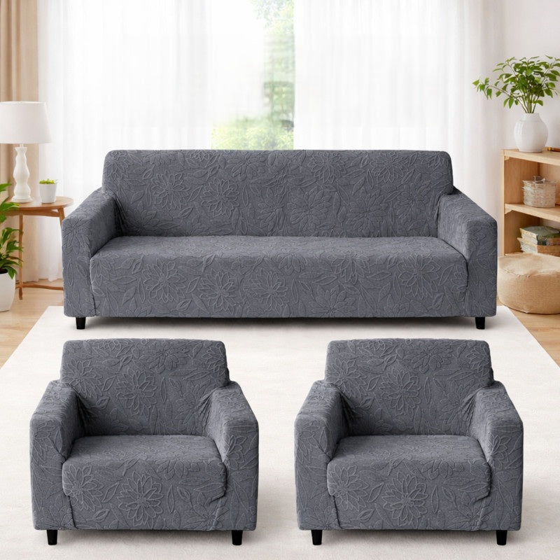 Elastic Stretchable 220 GSM Knitted 3+1+1 Seater Sofa Cover | Washable and Anti Slip Slipcover | Protect Your Sofa Dustproof Couch Cover For Hoame and Office