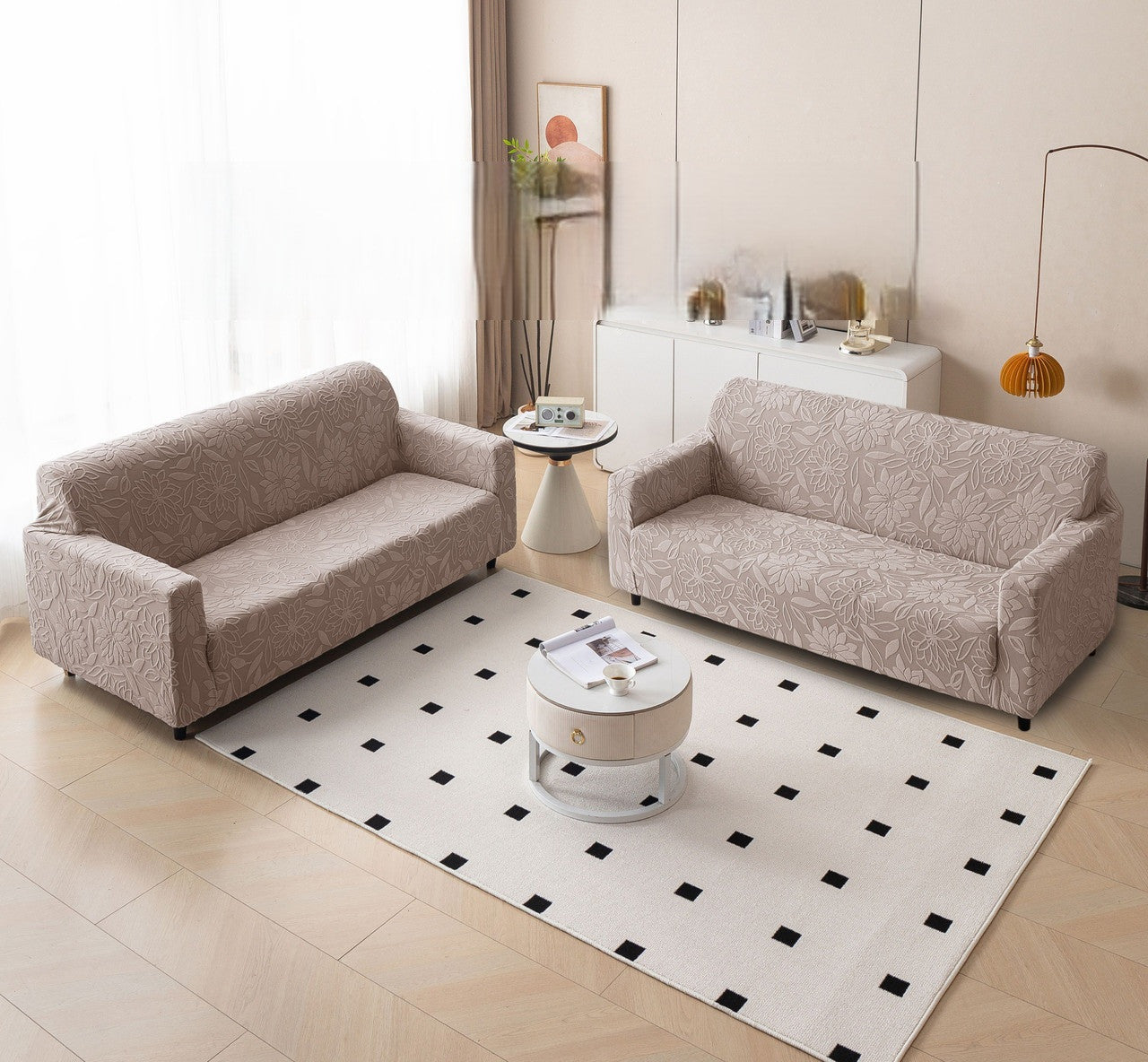 Elastic Stretchable 220 GSM Knitted 3+3 Seater Sofa Cover | Washable and Anti Slip Slipcover | Protect Your Sofa Dustproof Couch Cover For Hoame and Office