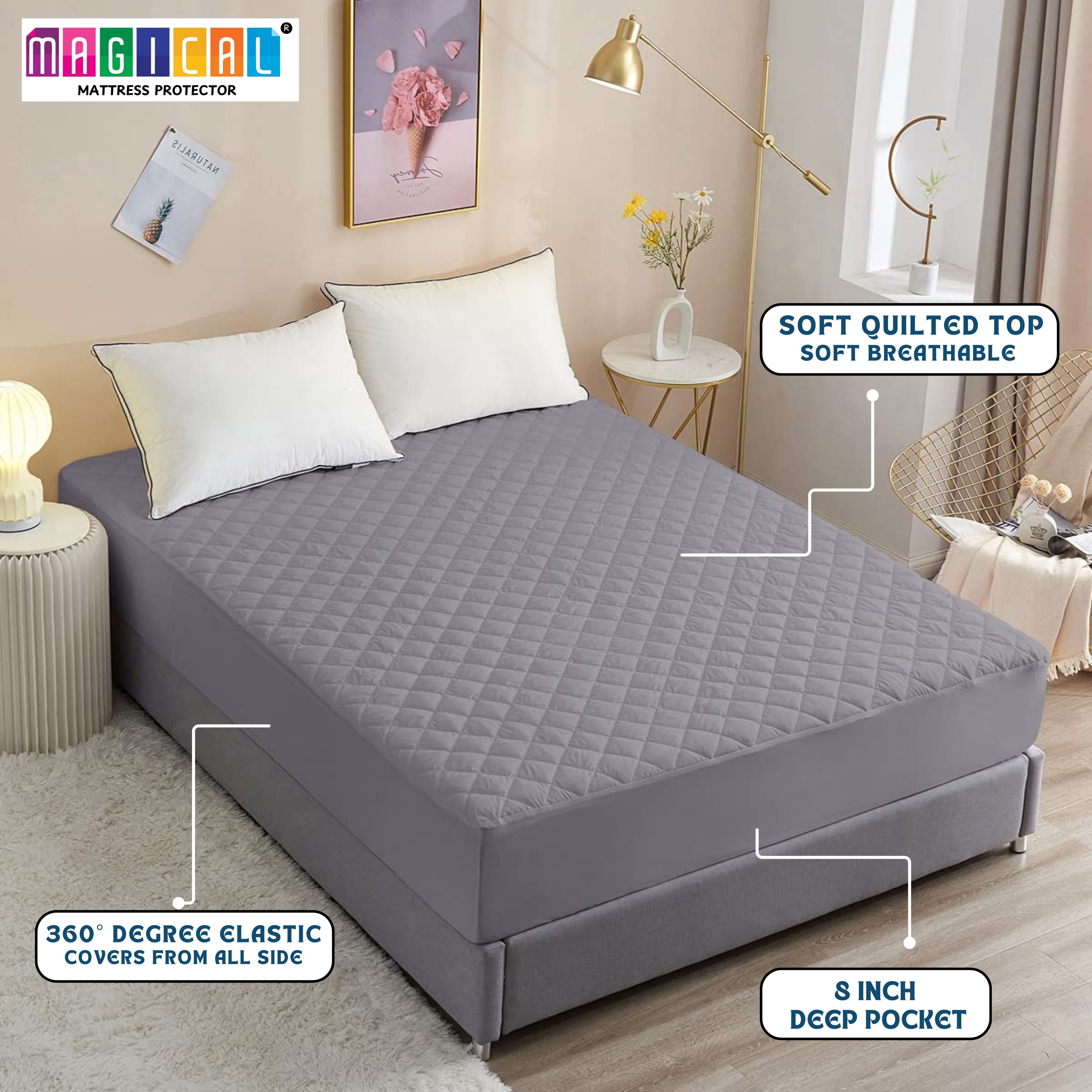 Bed Cover Quilted Grey King Mattress Protector