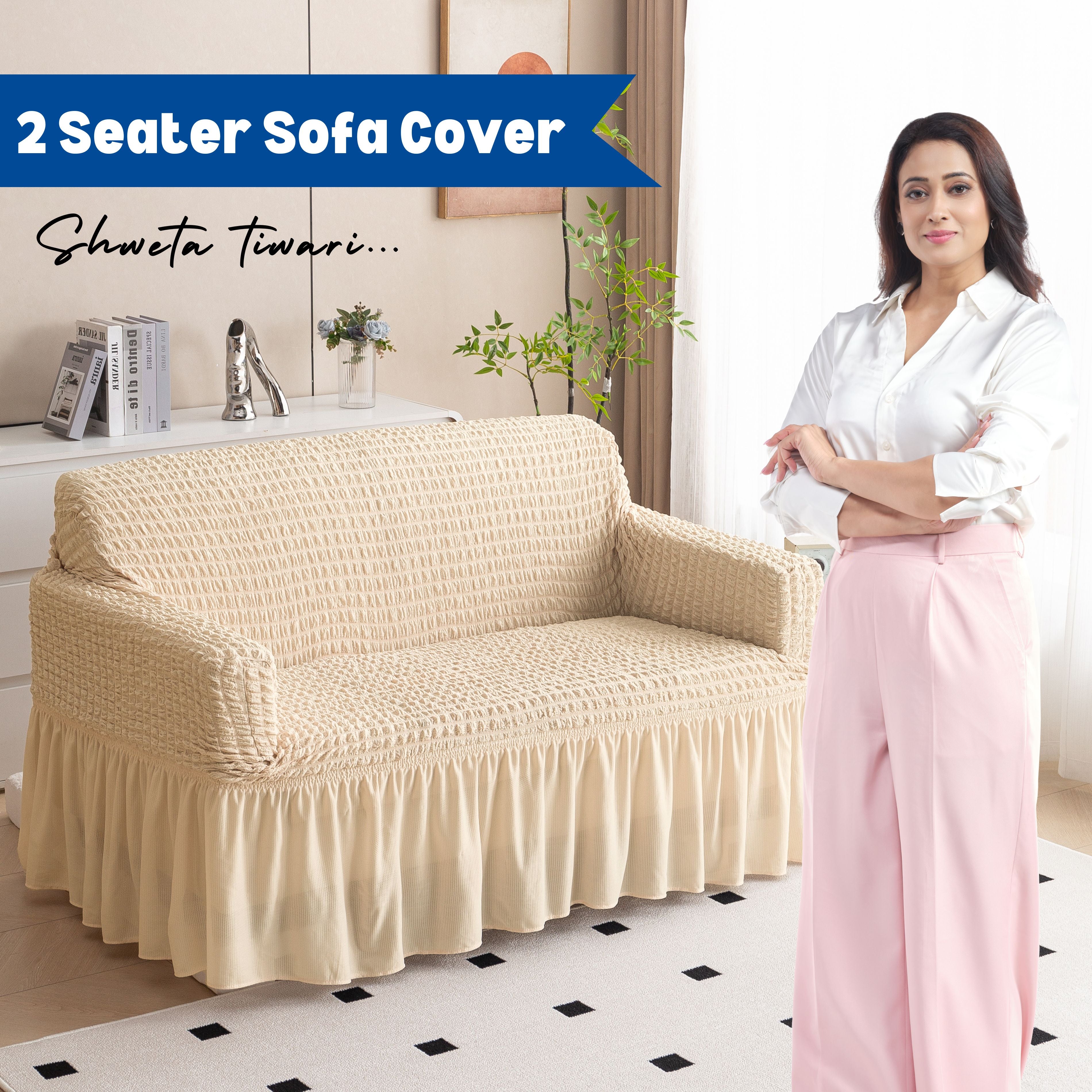 Premium Bubble Frill 2-Seater Sofa Cover