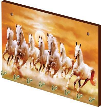 Seven Horse Wooden Key Holder