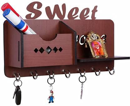 Sweet Home Mobile Charging Box Wooden Key Holder