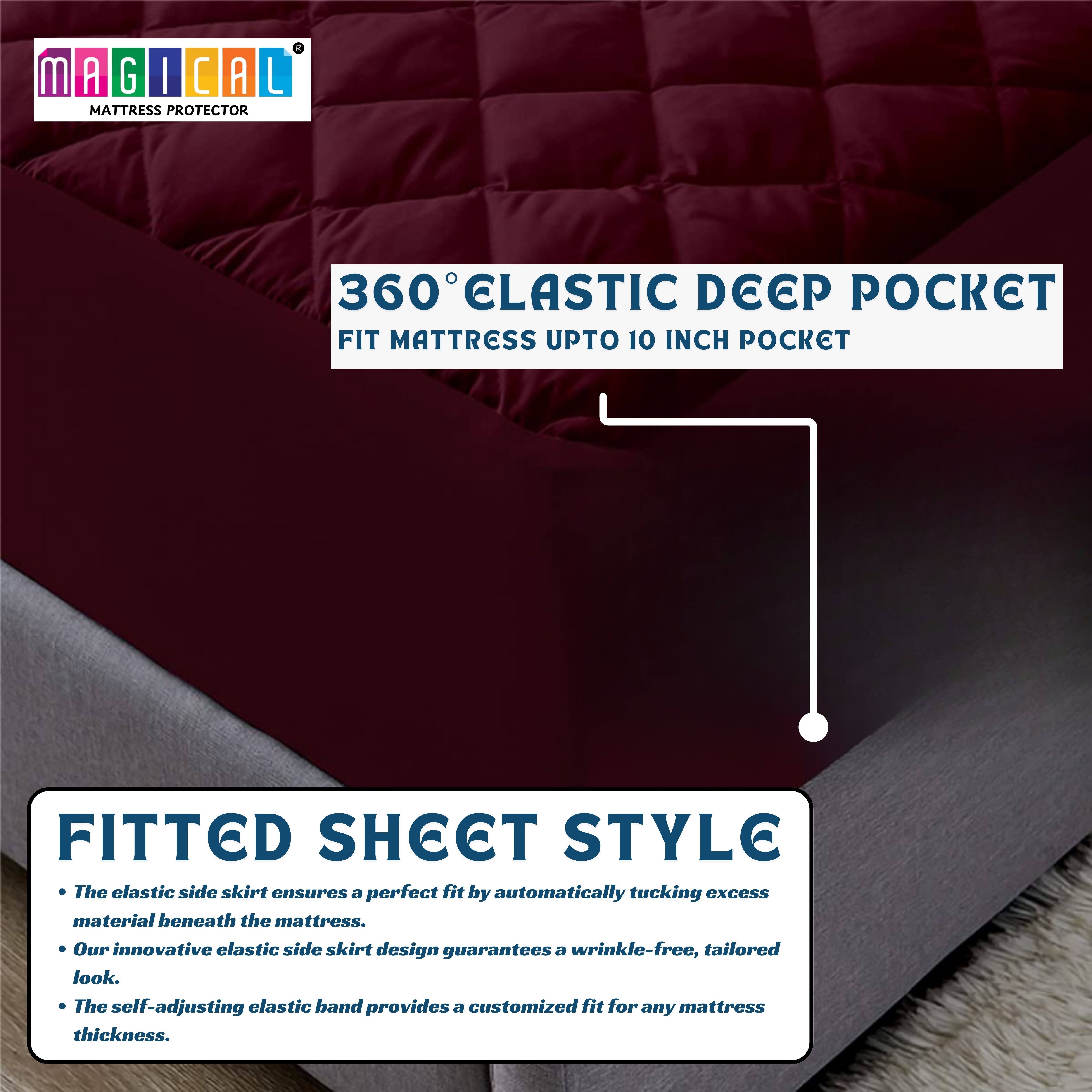 Bed Cover Quilted Maroon King Mattress Protector