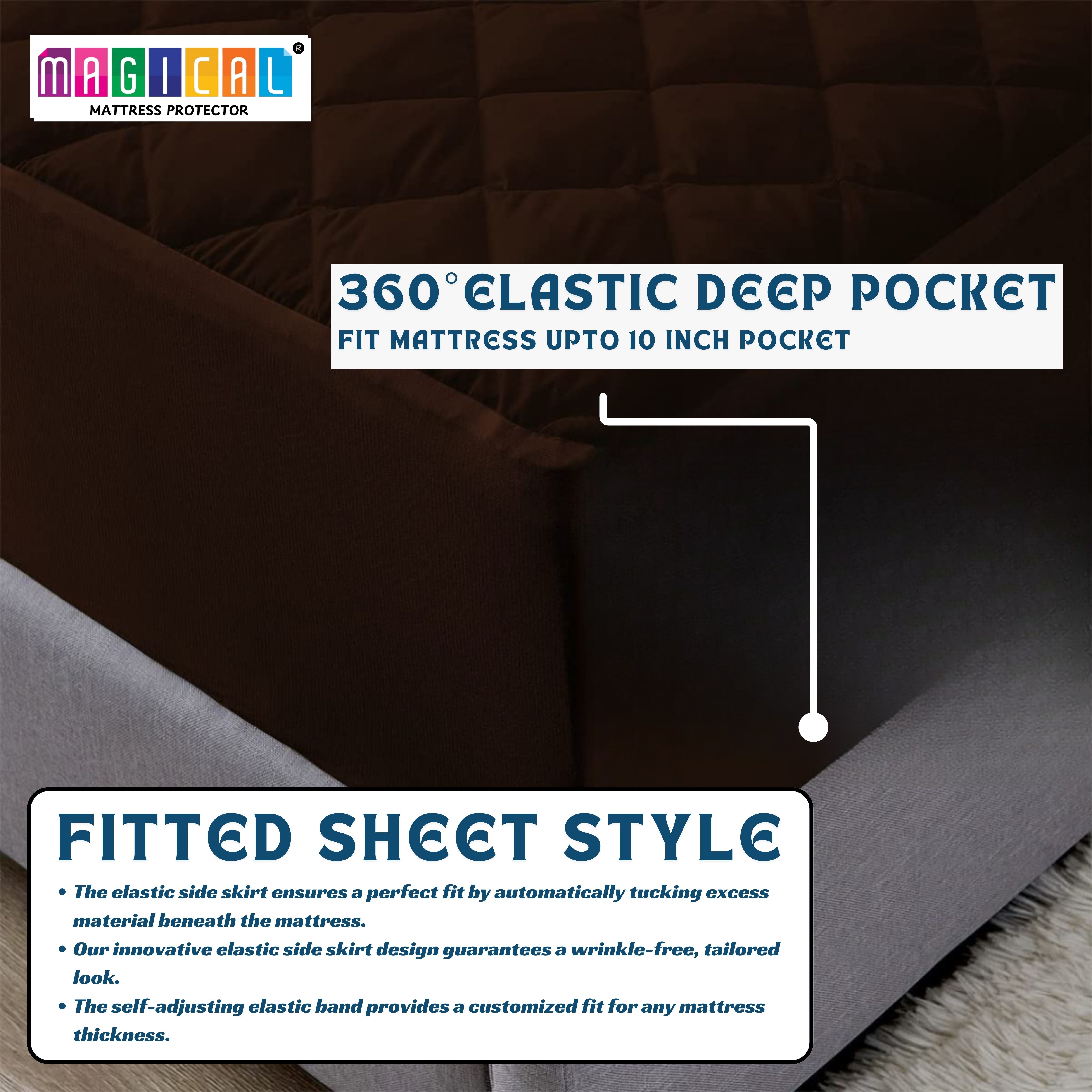 Bed Cover Quilted Brown King Mattress Protector