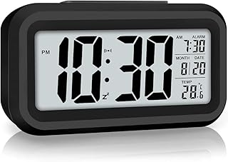 with Automatic Sensor, Date and Temperature Display, Compact Desk Table Clock for Students, Home, Office, Bedroom, Living Room,Home Decor, Corporate Use (Black Digital) Wall Clock