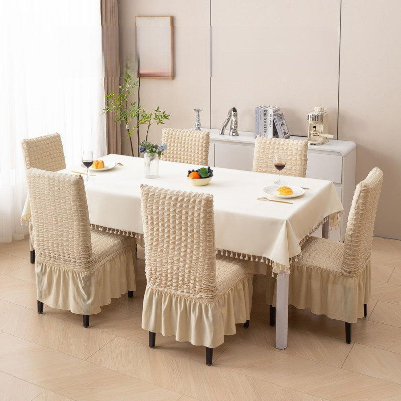 Bubble Frill Stretch Dining Chair Covers | Washable Elastic Chair Slipcover 280 GSM | Soft Anti-Slip Chair Protectors | Dustproof Furniture Covers for Dining Room, Kitchen and Events