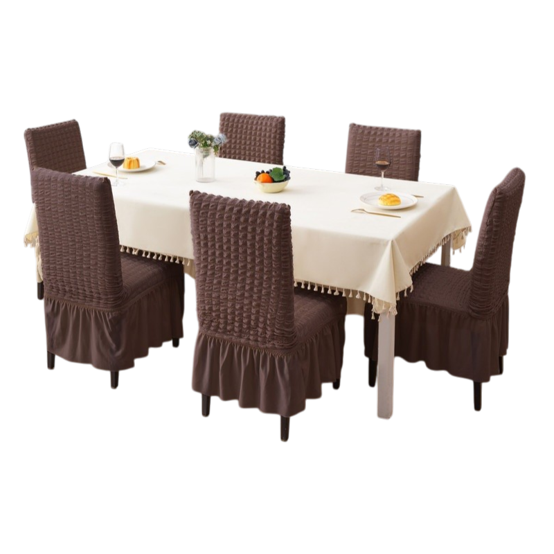 Bubble Frill Stretch Dining Chair Covers | Washable Elastic Chair Slipcover 280 GSM | Soft Anti-Slip Chair Protectors | Dustproof Furniture Covers for Dining Room, Kitchen and Events