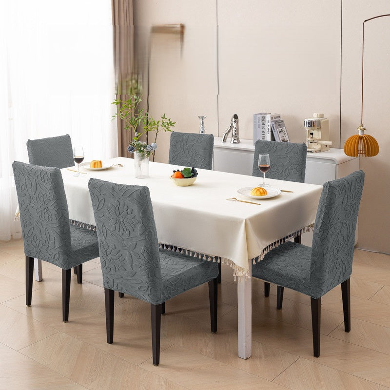 Knitted Stretch Dining Chair Covers 220 GSM Set | Washable Elastic Chair Slipcovers | Soft Anti-Slip Chair Protectors | Dustproof Furniture Covers for Dining Room, Kitchen and Events
