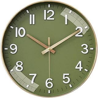 Wall Clock 12" Silent Quartz Decorative Latest Non-Ticking Classic Clock Battery Operated Round Easy to Read for Room/Home/Kitchen/Bedroom/Office/School (Mehendi)' Wall Clock