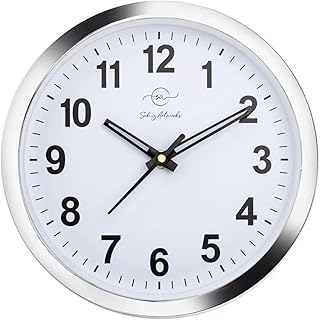 Clock for Living Room Stylish Latest | Clock for Home | Wall Clock for Hall | Wall Watch for Living Room - Silver 20×20 cm Wall Clock
