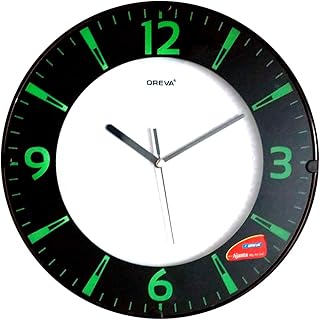 Round Plastic Analog Wall Clock (32 cm x 32 cm x 4 cm, Green LED, AQ 1667) Wall Clock
