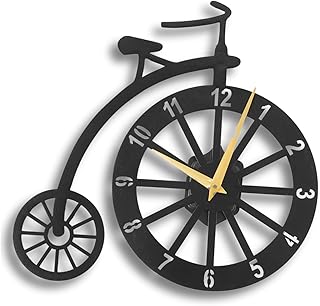 Map Wall Clock, Metal Minimalist Modern Clock, Round Silent Non-Ticking Battery Operated Wall Clocks for Living Room/Home/Kitchen/Bedroom/Office/School Decor (Black(ST-10), 40CM) Wall Clock