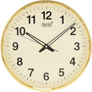 Wall Clock(32 Cm X 32 Cm X 3.5 Cm,Gold,Plastic) Wall Clock