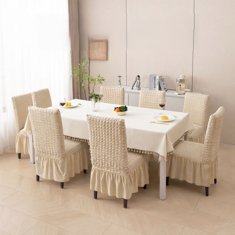 Bubble Frill Stretch Dining Chair Covers | Washable Elastic Chair Slipcover 280 GSM | Soft Anti-Slip Chair Protectors | Dustproof Furniture Covers for Dining Room, Kitchen and Events